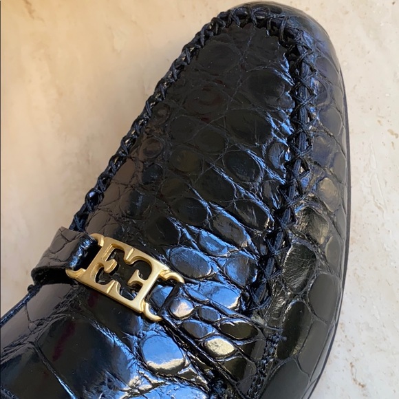ESCADA black “cocodrillo” embossd leather loafers - Picture 12 of 13